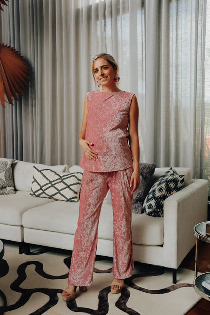 Conjunto de Maternidad Mayte, Rosa Claro Terciopelo