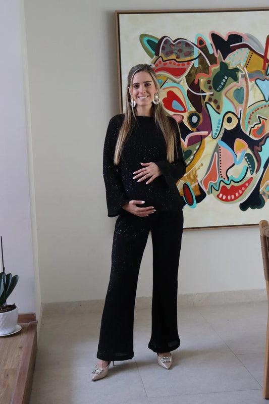 Conjunto de Maternidad Mayte, Negro Lentejuelas