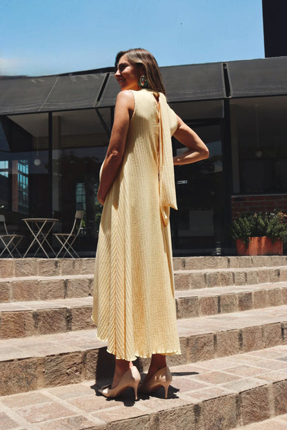 Vestido de Maternidad Sonia, Amarillo Rayas Textura