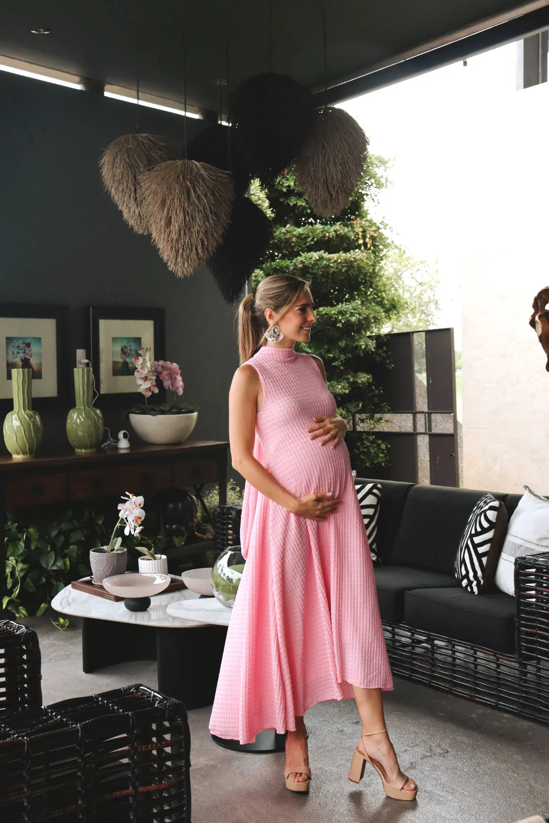 Vestido de Maternidad Sonia, Rosa Claro Textura