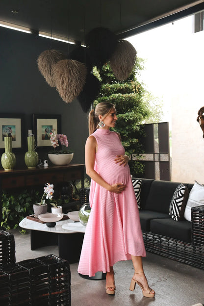 Vestido de Maternidad Sonia, Rosa Claro Textura