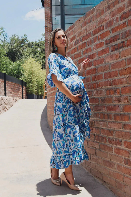 Vestido de Maternidad Ursula Azul Tallos