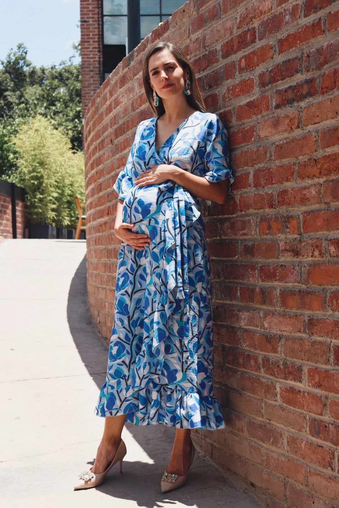 Vestido de Maternidad Ursula Azul Tallos